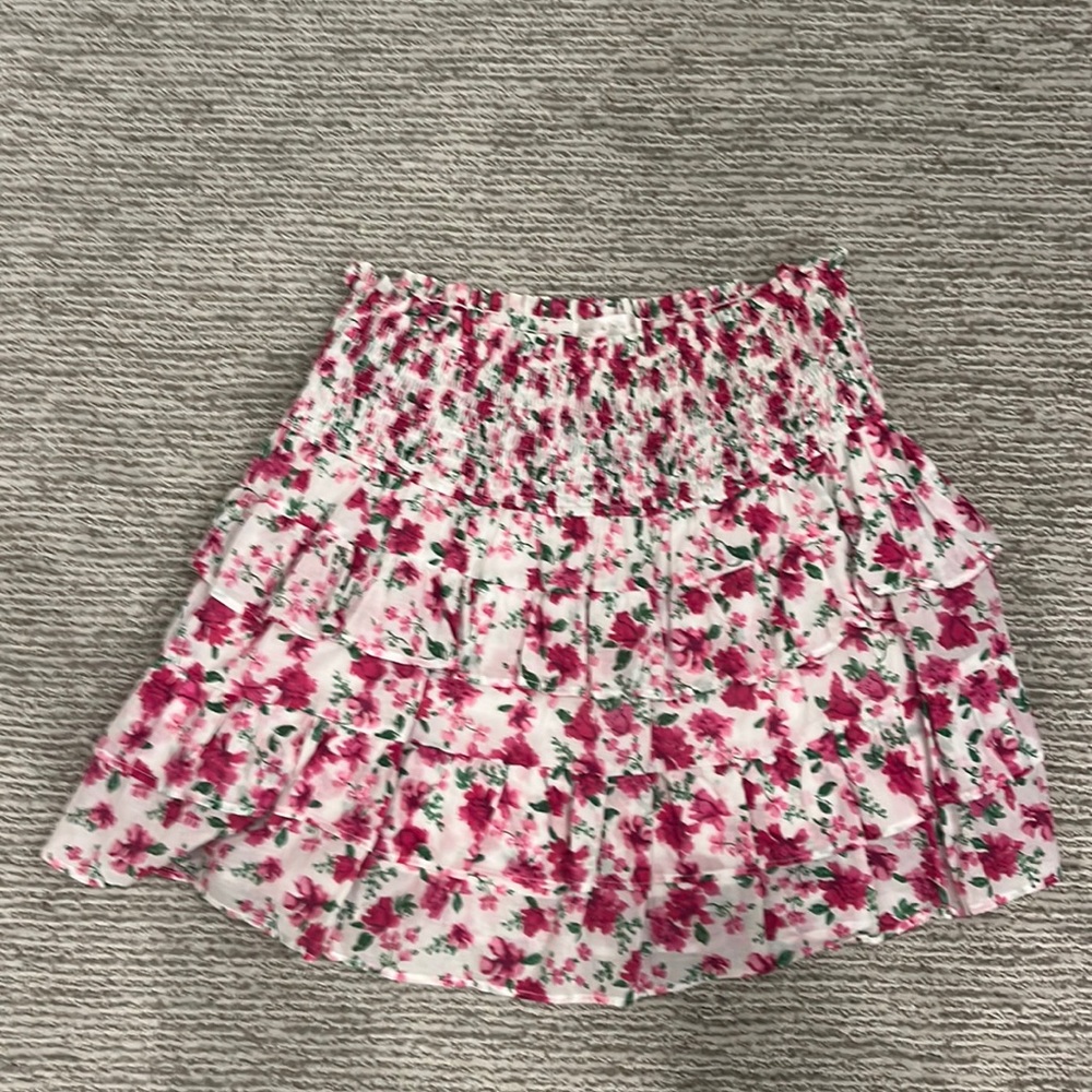 FLORAL PINK MINI SMOCKED SKIRT WAPG